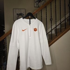 Nike Drifit Clemson Tigers 1/4-Zip Pullover Windbreaker White Jacket Sz S